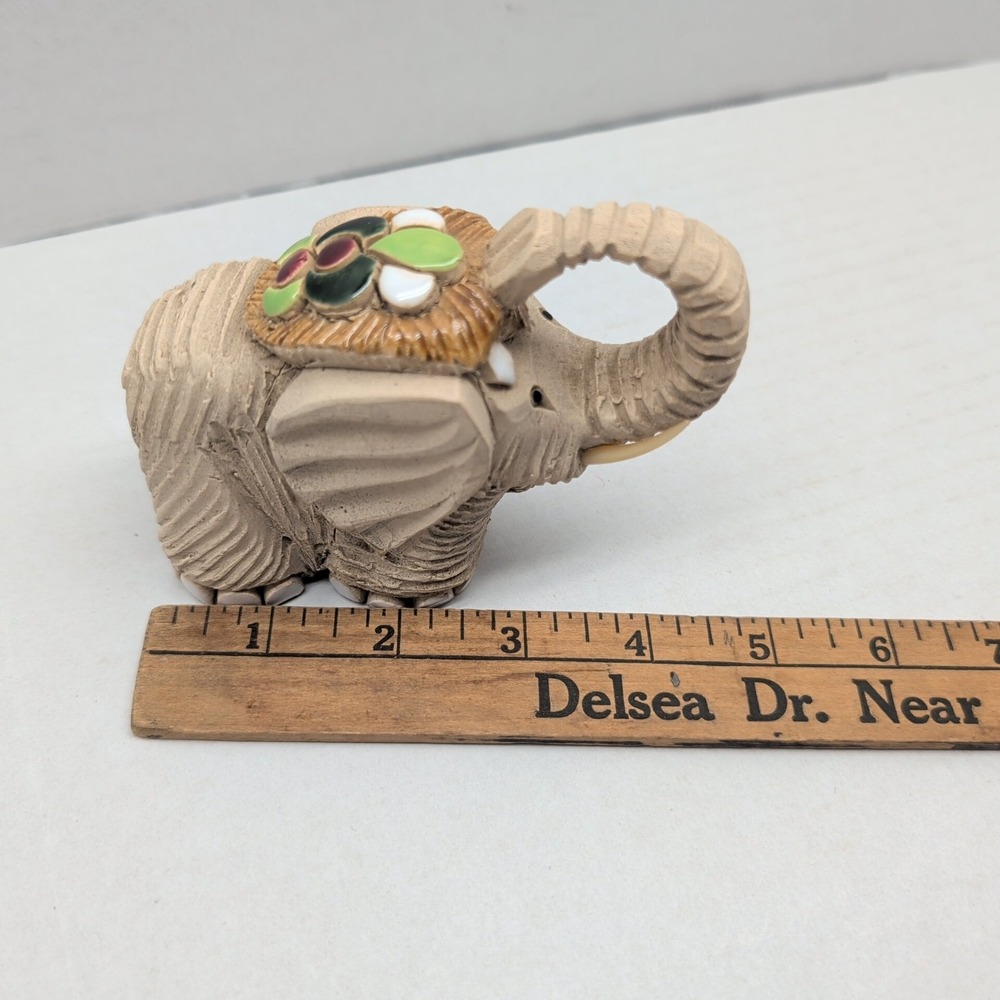 Artesania Rinconada Baby Elephant Figurine Signed Uruguay Clay Enamel 3.5" - Picture 10 of 10
